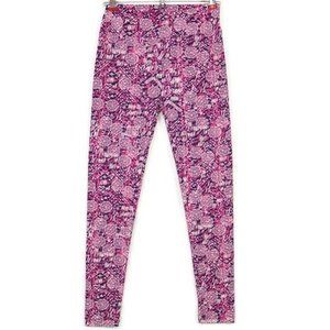 LuLaRoe Leggings Pink Purple White Floral One‎ Size OS